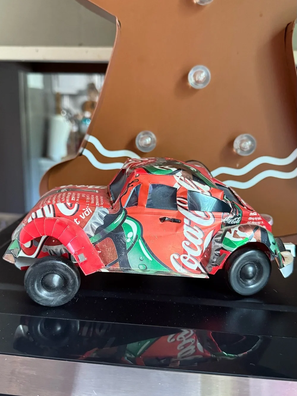 Handmade Coca-Cola Soda Can Folk Art Model Car Retro Beetle Collectible